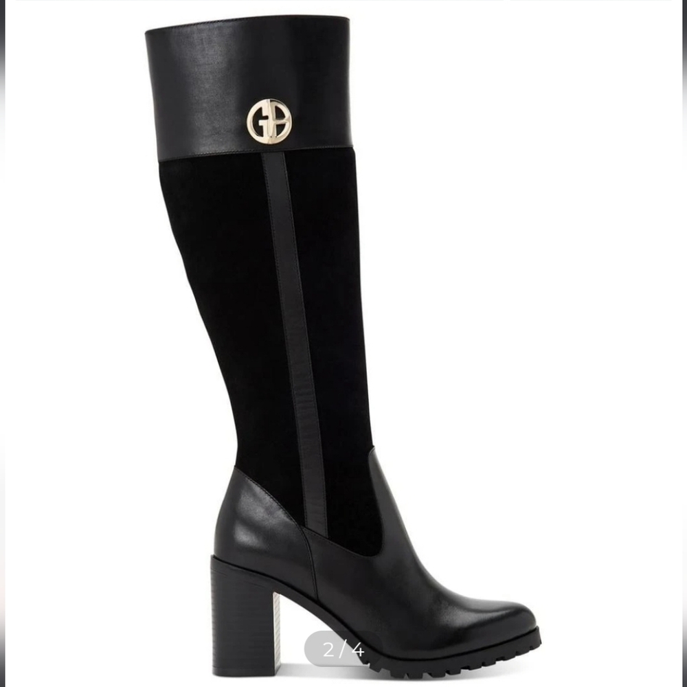 Giani Bernini Kaidyn Black Leather & Suede Knee High Riding Boots Size 10 NIB - Picture 3 of 5